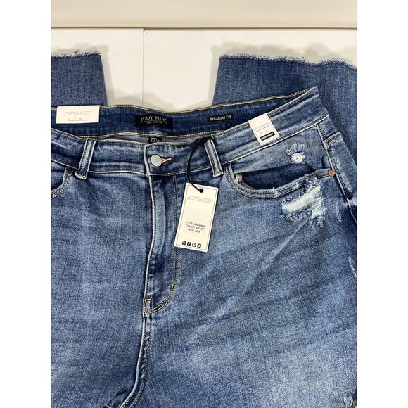 NEW! Plus Size Judy Blue Denim Straight Leg High Waist Distressed Jeans Size 22W - Picture 7 of 10